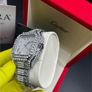 Cartier Silver and Diamond Encrusted Timepiece